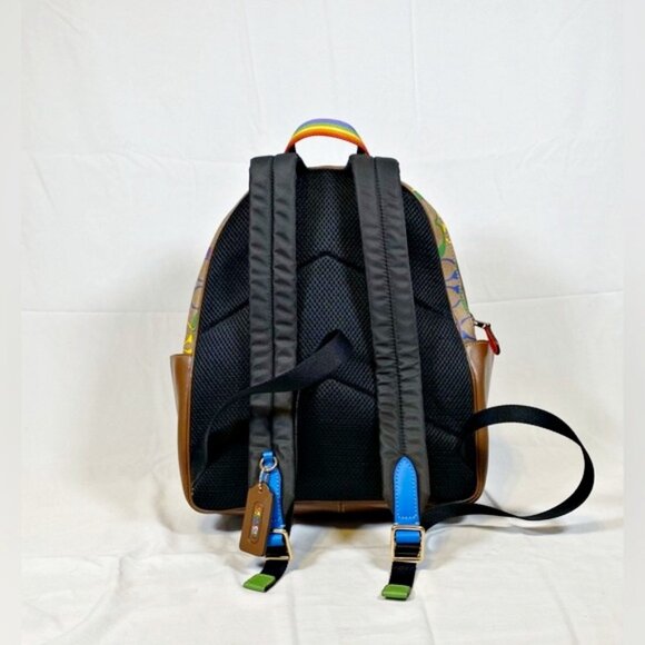 Coach Rainbow Signature Coated Canvas Backpack Handbag - Picture 8 of 10